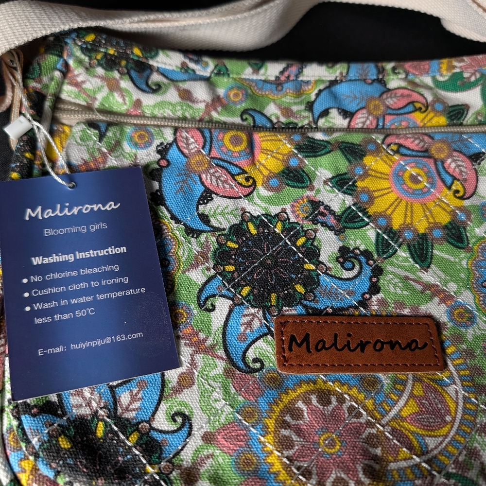 Colorful Floral Crossbody Bag Malirona multi-coloured floral canvas tote bag - Picture 3 of 6